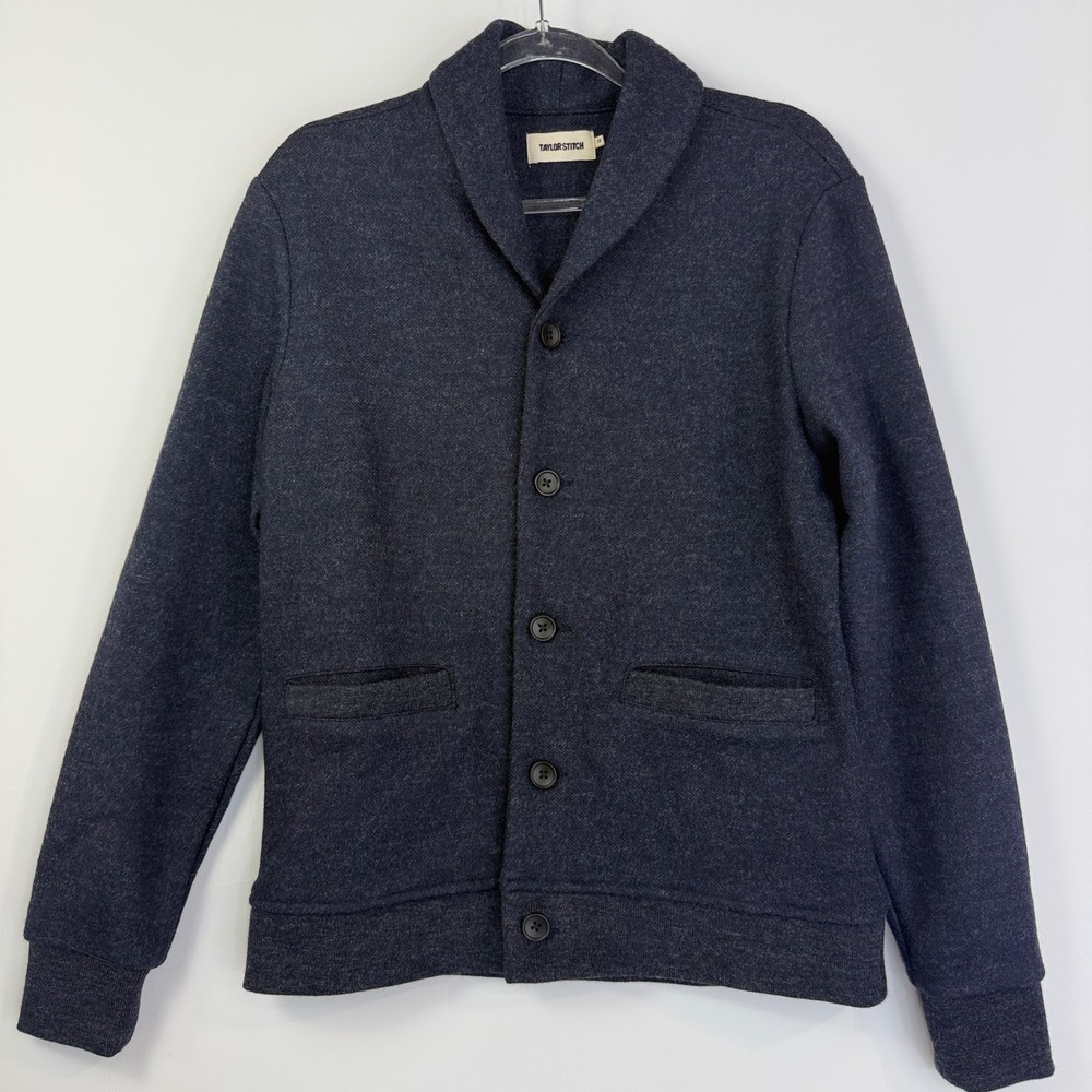 Taylor Stitch Crawford Sweater Mens 38 (S) Navy Wool Shawl Cardigan 2211WCNHW